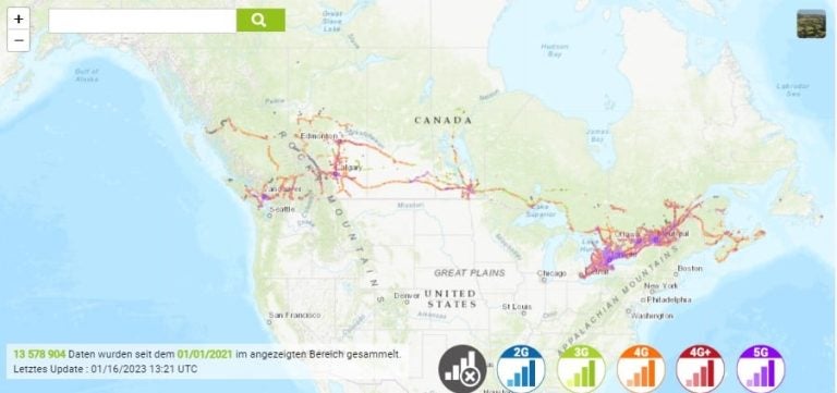 Rogers Mobile 4G-Abdeckungskarte in Vancouver