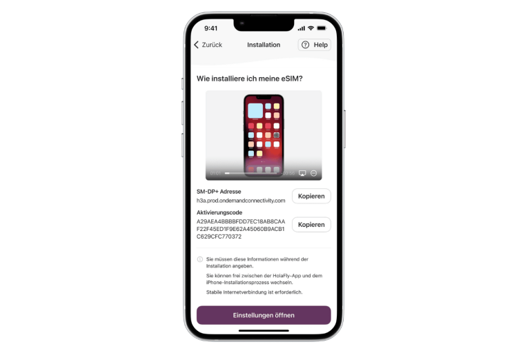 esim app holafly installieren
