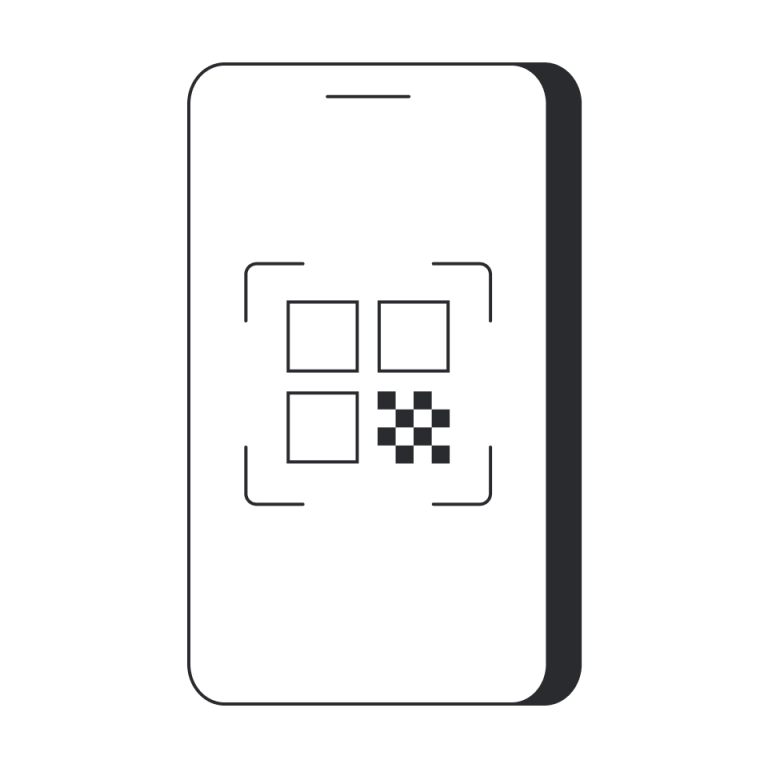 Eine Illustration, die einen QR-Code auf einem Smartphone zeigt, der die Installation einer eSIM-Karte vorschlägt.