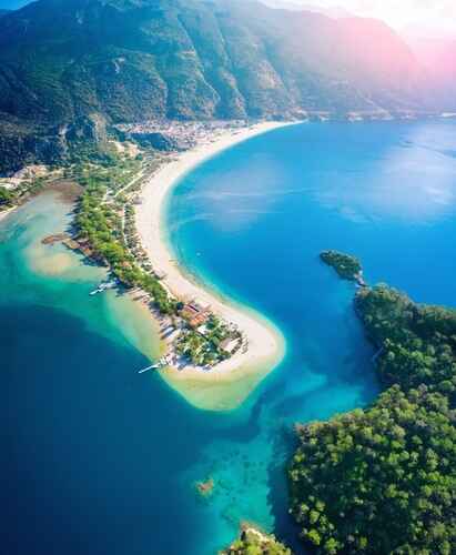 Luftaufnahme der Blauen Lagune, Oludeniz, Türkei