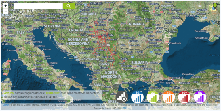 Eine Karte der Internetanbindung in Serbien.