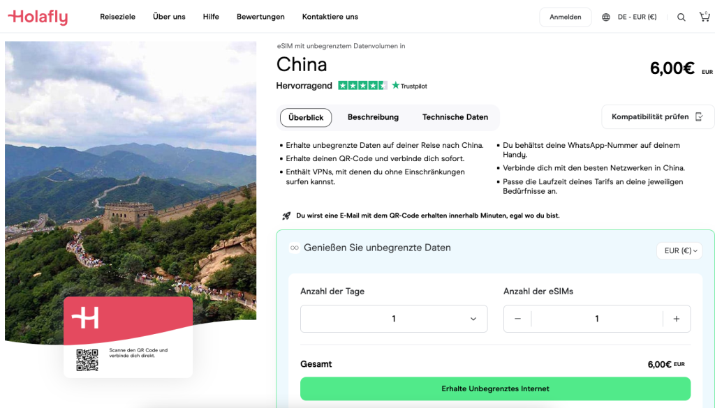 Die beste SIMKarte für China mit VPN Holafly