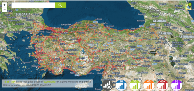 Eine Karte der Internetverbreitung in der Türkei.