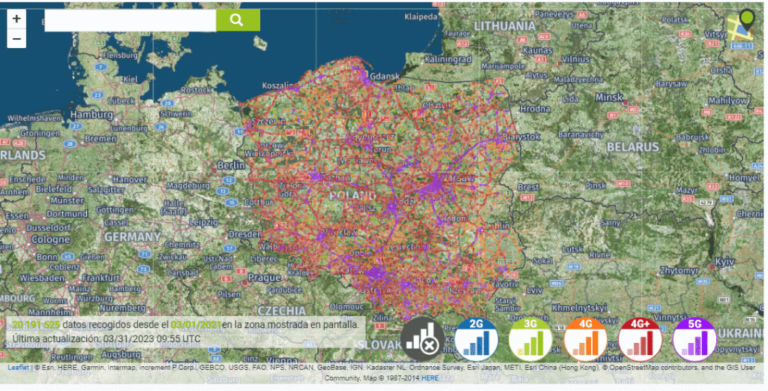 Eine Karte der Internetabdeckung in Polen.