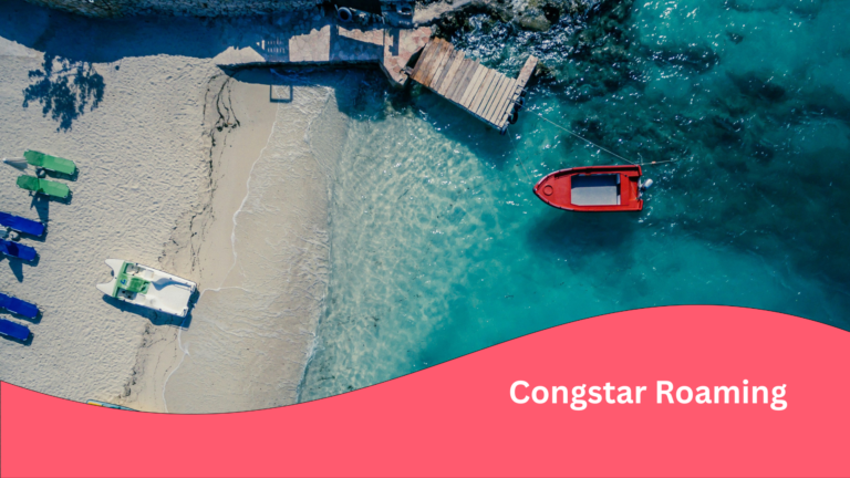 Ein Bild von Meer und Strand und ein Congstar Roaming Logo