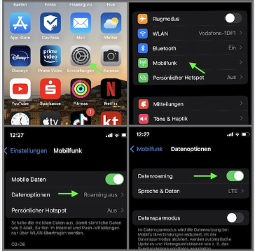 Daten-Roaming aktivieren auf iPhone