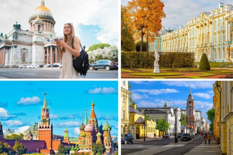 Die Städte Moskau und Sankt Petersburg.