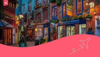 Farbenfrohe Strassencafes in London