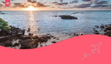 Blick auf einen Strand in Mauritius