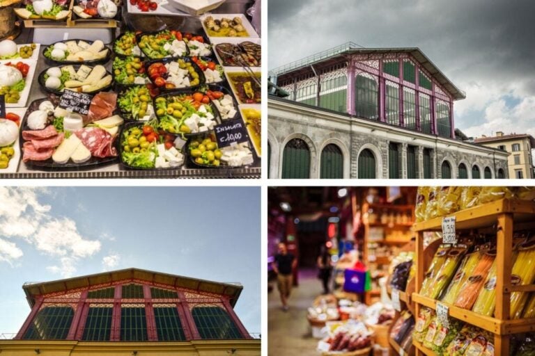 Zentralmarkt Florenz, Fassade und Produkte.