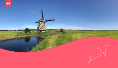 Friesische Landschaft mit Windmühle