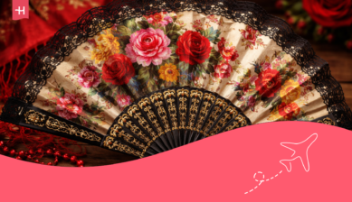 Ein farbenfroher spanischer Fächer.