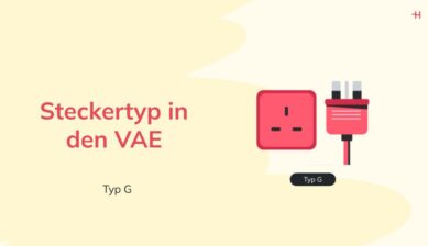 Die in den Vereinigten Arabischen Emiraten verwendeten Steckertypen: Typ G