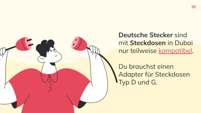Deutsce Stecker sind mit Steckdosen in Dubai nur teilweis kompatibel