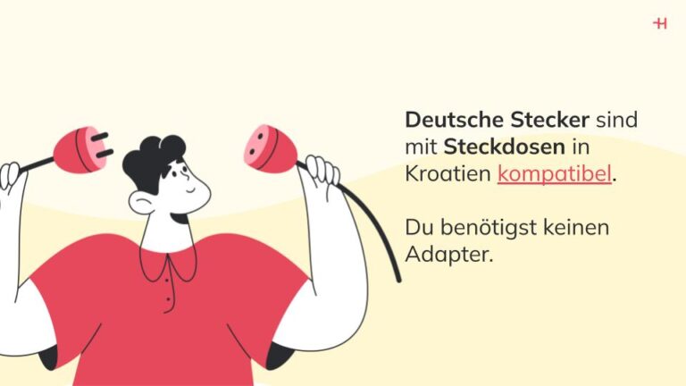 Deutsche Stecker sind mit Steckdosen in Kroatien kompatibel.