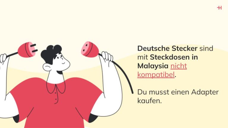 Deutsche Stecker sind mit Steckdosen in Malaysia nicht kompatibel