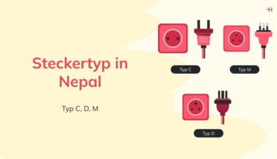 Die in Nepal verwendeten Steckertypen: Typ C, Typ D, Typ M