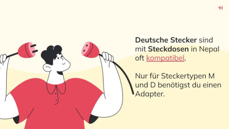 Deutsche Stecker sind mit Steckdosen in Nepal oft kompatibel.