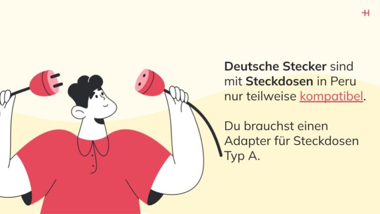 Deutsche Stecker sind mit Steckdosen in Peru nur teilweise kompatibel.