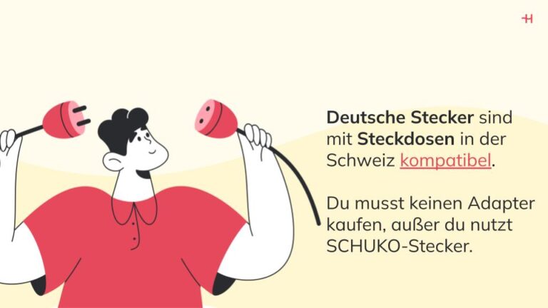 Deutsche Stecker sind mit Steckdosen in der Schweiz kompatibel.