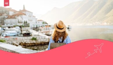 Eine Frau auf Reisen im Februar.