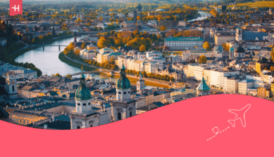 Panorama-Luftaufnahme der historischen Altstadt von Salzburg als Titelbild für einen Artikel über das Heiraten in Österreich