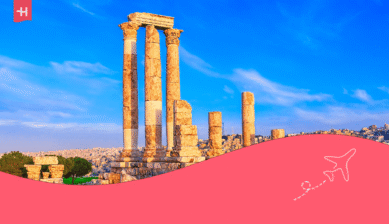 Antike Säulen in Amman; die Grafik illustriert die Frage, ist jordanien sicher.