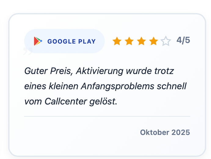 Positive Monty eSIM Erfahrungen im Google Play Store