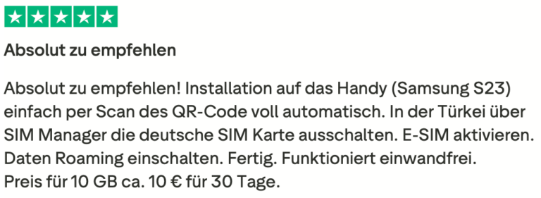 Positive Monty eSIM Erfahrungen auf Trustpilot