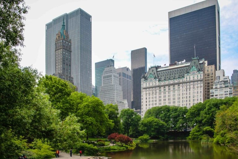 Blick über den See im Central Park in New York.