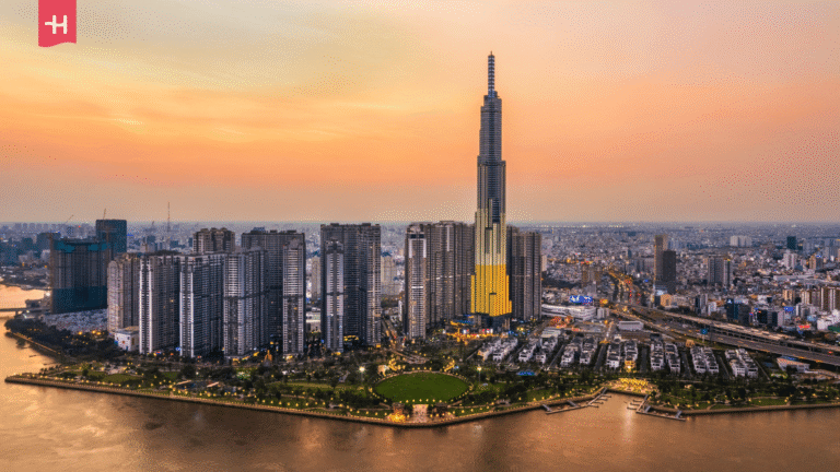 Luftaufnahme der Skyline von Ho-Chi-Minh-Stadt.