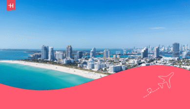 Skyline und Strand von Miami Beach