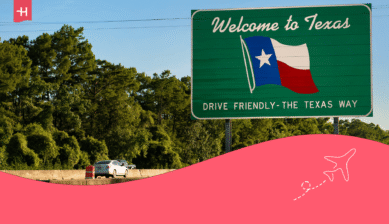 Willkommensschild für den Bundesstaat Texas