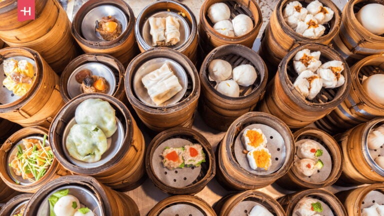 Dim-Sum-Auswahl in Bambuskörben
