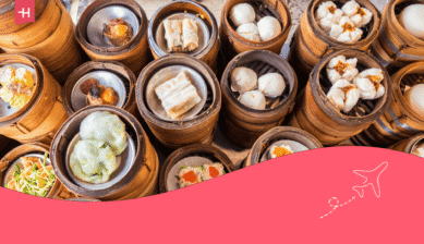 Auswahl an Dim Sum in Bambuskörben