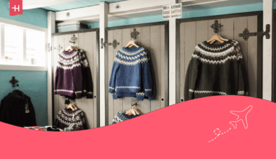 Isländische Wollpullover im Geschäft