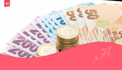 Türkische Lira Geldscheine und Münzen