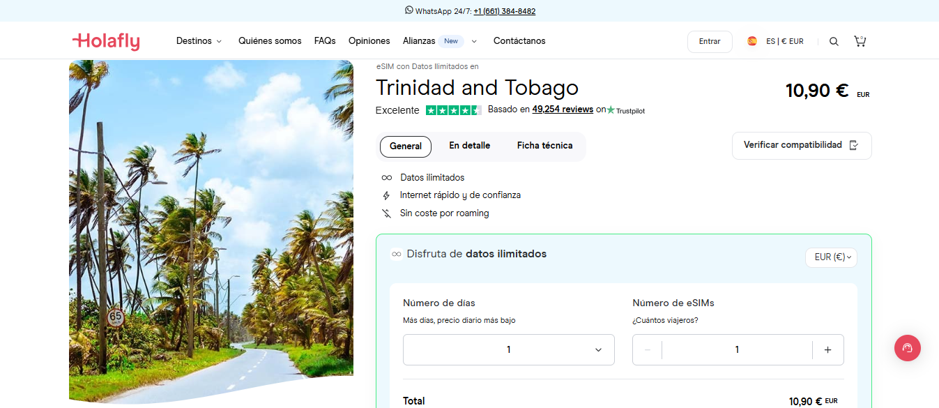 eSIM para Trinidad y Tobago en la tienda virtual de Holafly