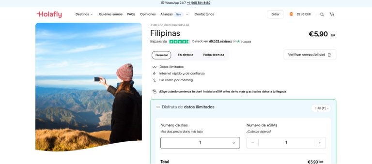 eSIM para Filipinas tienda virtual de Holafly