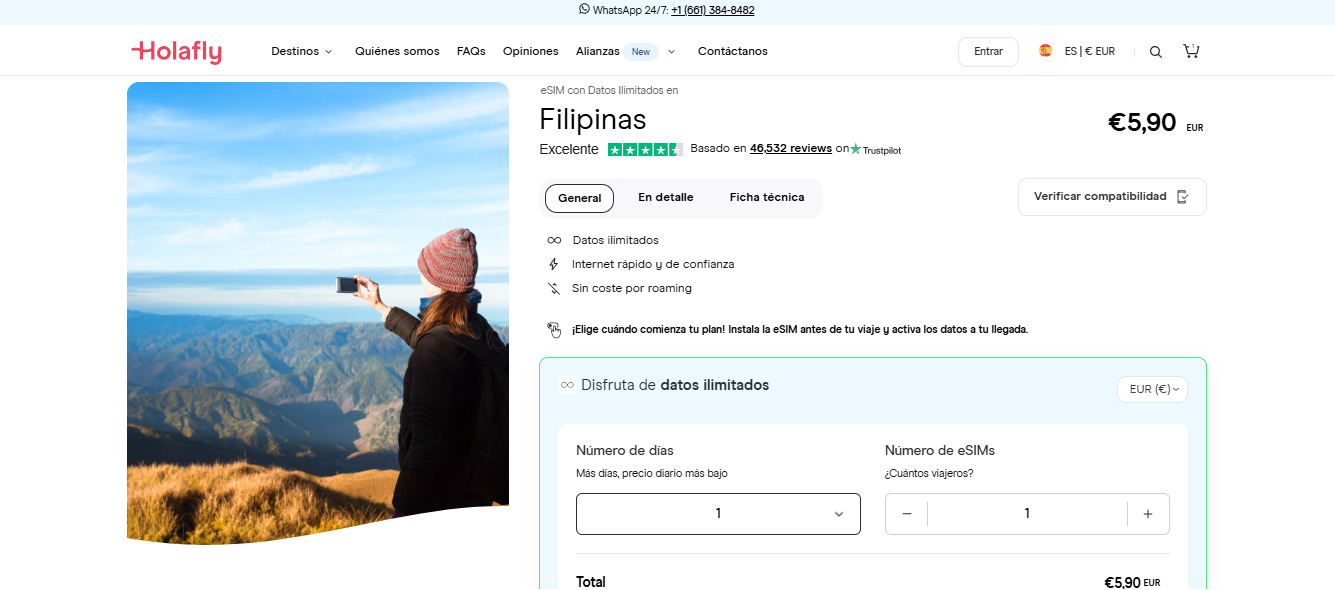 eSIM para Filipinas tienda virtual de Holafly