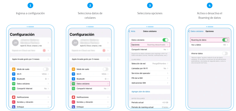 Pasos para activar o desactivar el roaming en el móvil