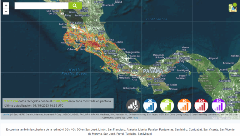 Mapa de cobertura red móvil Kolbi