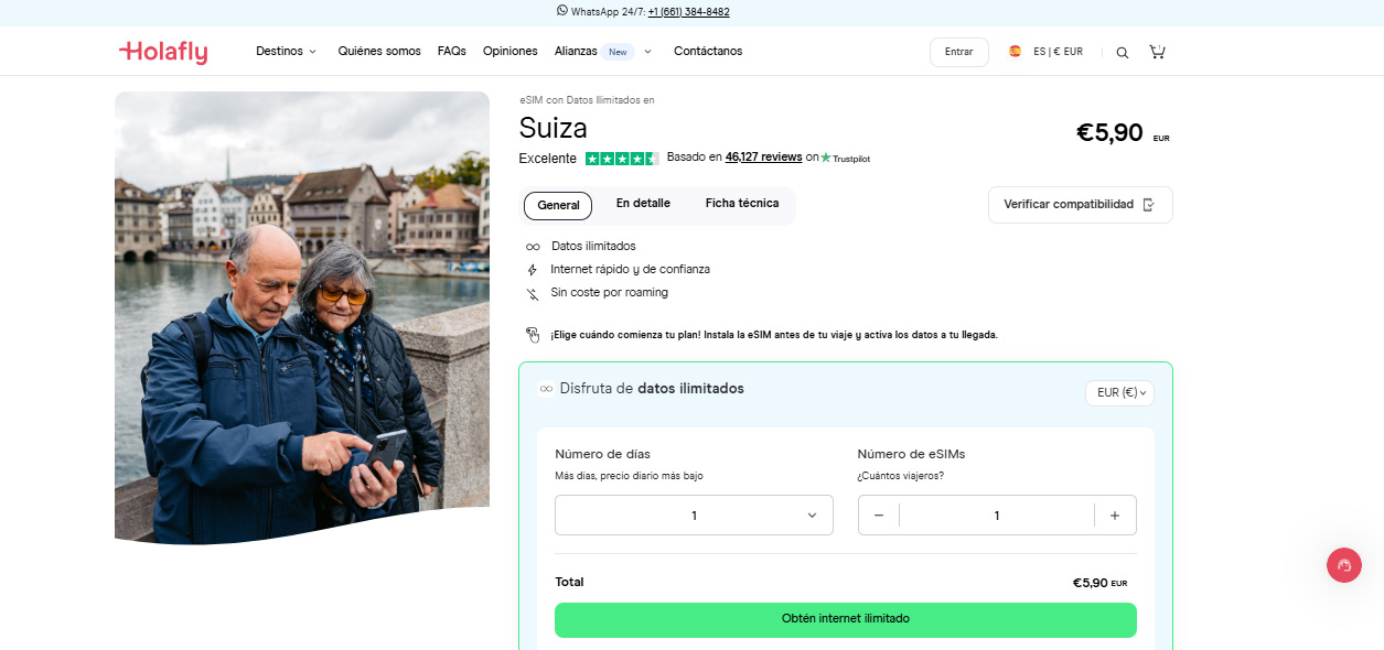 Comprar tarjeta SIM virtual para Suiza en Holafly