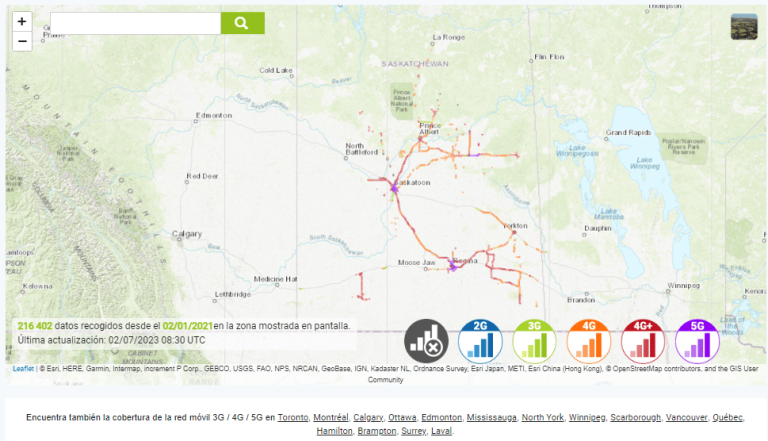 Red Móvil  SaskTel para tener internet en Canadá