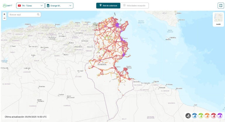 Mapa de cobertura móvil de Orange en Túnez