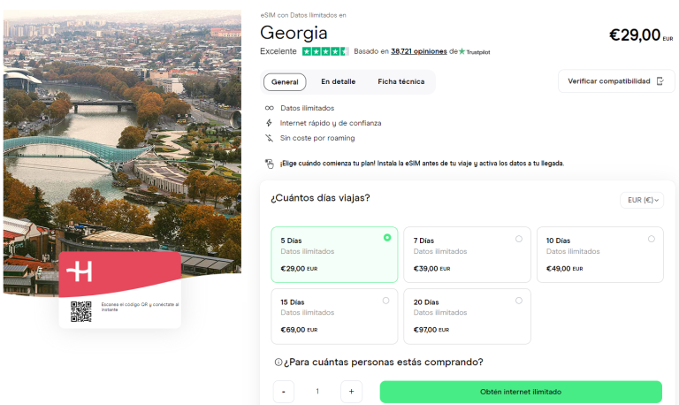 Mejor eSIM para Georgia