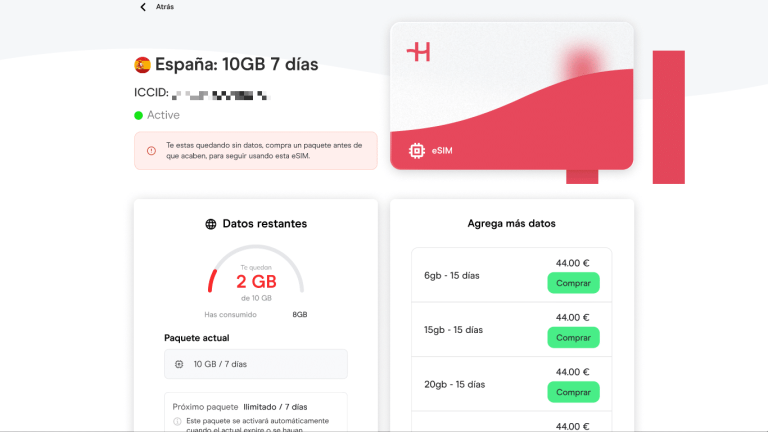 Recargar datos eSIM Holafly