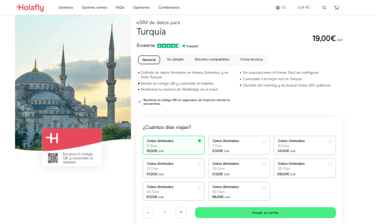 Tarifas de datos de eSIM Turquía