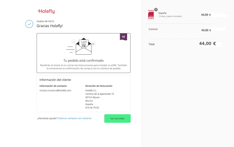 Recargar datos Holafly