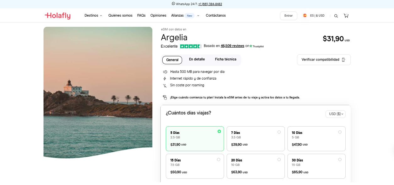 Sim virtual para Argelia tienda online de Holafly